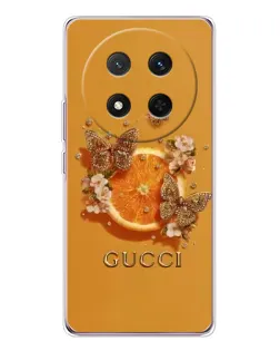 Чехол для Huawei Honor X9c с картинкой «Gucci — золотые бабочки»