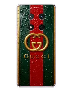 Чехол для Huawei Honor X9c с картинкой «Gucci — фирменная полоса и золото»
