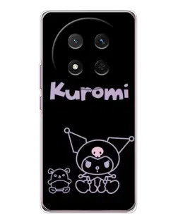 Чехол для Huawei Honor X9c с картинкой «Kuromi — черный минимализм»