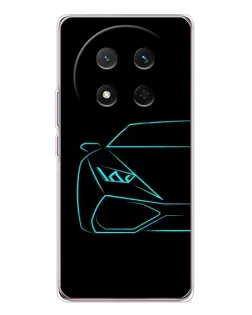 Чехол для Huawei Honor X9c с картинкой «Голубой силуэт Lamborghini»