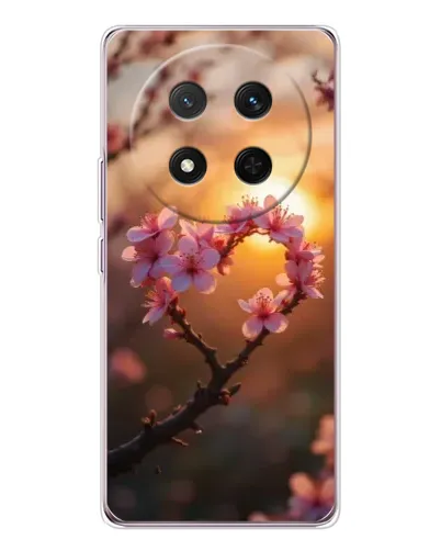 Чехол для Huawei Honor X9c с картинкой «Розовый цвет сердце на фоне заката»