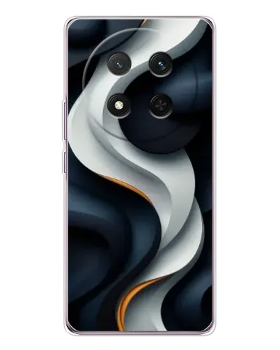 Чехол для Huawei Honor X9c с картинкой «Объемные черно-белые ленты»