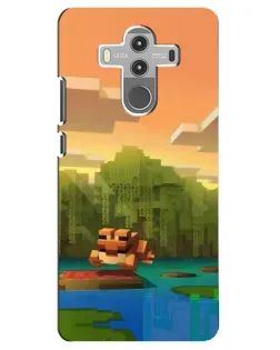 Чехол для Huawei Mate 10 Pro с картинкой «Майнкрафт закат солнца»