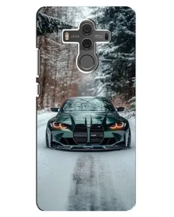 Чехол для Huawei Mate 10 с картинкой «BMW в зимнем лесу»