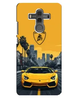 Чехол для Huawei Mate 10 с картинкой «Желтый Lamborghini город»
