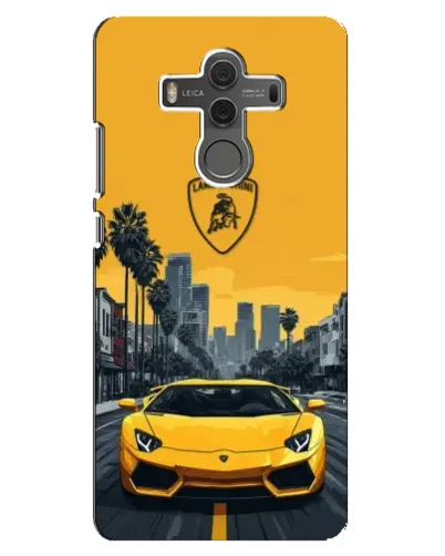 Чехол для Huawei Mate 10 с картинкой «Желтый Lamborghini город»