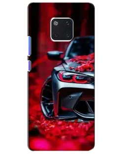 Чехол для Huawei Mate 20 Pro (LYA-L09, LYA-L29) с картинкой «Спортивная BMW и цветы»