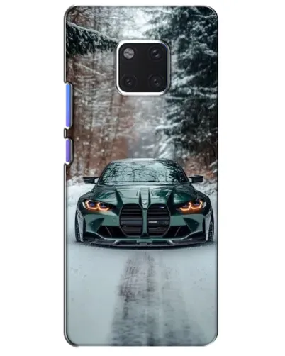 Чехол для Huawei Mate 20 Pro (LYA-L09, LYA-L29) с картинкой «BMW в зимнем лесу»