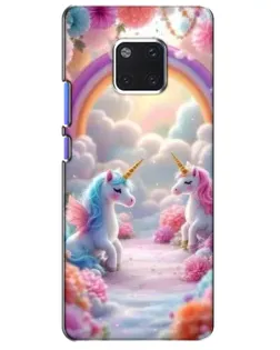 Чехол для Huawei Mate 20 Pro (LYA-L09, LYA-L29) с картинкой «Радуга и единороги»