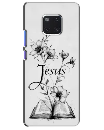 Чехол для Huawei Mate 20 Pro (LYA-L09, LYA-L29) с картинкой «Цветы и Библия»