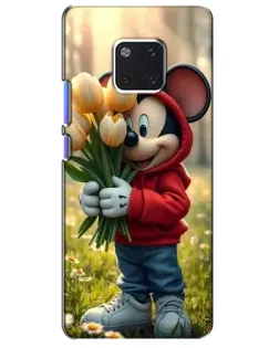 Чехол для Huawei Mate 20 Pro (LYA-L09, LYA-L29) с картинкой «Микки с тюльпанами»