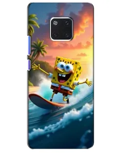 Чехол для Huawei Mate 20 Pro (LYA-L09, LYA-L29) с картинкой «Губка Боб серфингист»