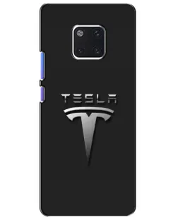 Чехол для Huawei Mate 20 Pro (LYA-L09, LYA-L29) с картинкой «Стальной логотип Tesla»