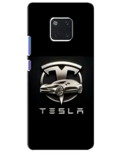 Чехол для Huawei Mate 20 Pro (LYA-L09, LYA-L29) с картинкой «Tesla — серебристое авто»