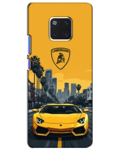 Чехол для Huawei Mate 20 Pro (LYA-L09, LYA-L29) с картинкой «Желтый Lamborghini город»