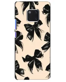 Чехол для Huawei Mate 20 Pro (LYA-L09, LYA-L29) с картинкой «Паттерн черные банты»