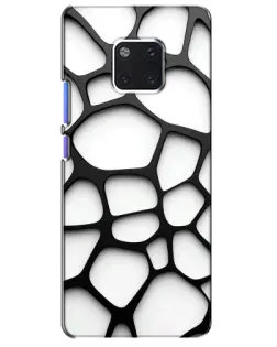 Чехол для Huawei Mate 20 Pro (LYA-L09, LYA-L29) с картинкой «Белая объемная сетка»