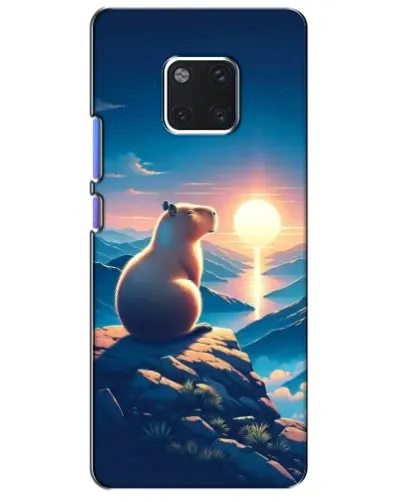 Чехол для Huawei Mate 20 Pro (LYA-L09, LYA-L29) с картинкой «Закат солнца с капибарой»