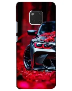 Чехол для Huawei Mate 20 (HMA-L09, HMA-L29) с картинкой «Спортивная BMW и цветы»