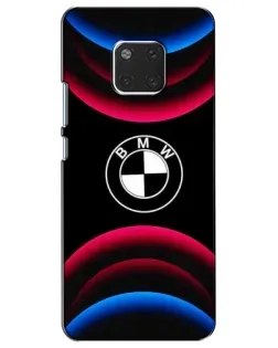 Чехол для Huawei Mate 20 (HMA-L09, HMA-L29) с картинкой «Логотип BMW и неоновые дуги»
