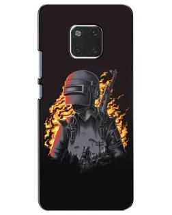 Чехол для Huawei Mate 20 (HMA-L09, HMA-L29) с картинкой «PUBG — огненный силуэт»