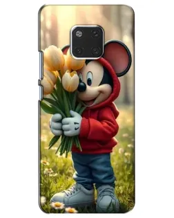 Чехол для Huawei Mate 20 (HMA-L09, HMA-L29) с картинкой «Микки с тюльпанами»