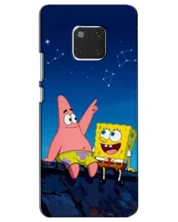 Чехол для Huawei Mate 20 (HMA-L09, HMA-L29) с картинкой «Губка Боб и Патрик ночью»