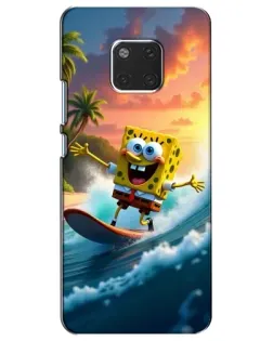 Чехол для Huawei Mate 20 (HMA-L09, HMA-L29) с картинкой «Губка Боб серфингист»