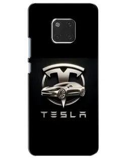 Чехол для Huawei Mate 20 (HMA-L09, HMA-L29) с картинкой «Tesla — серебристое авто»