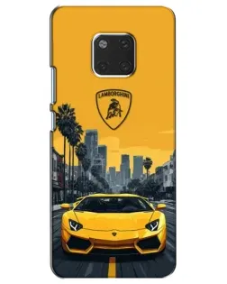 Чехол для Huawei Mate 20 (HMA-L09, HMA-L29) с картинкой «Желтый Lamborghini город»