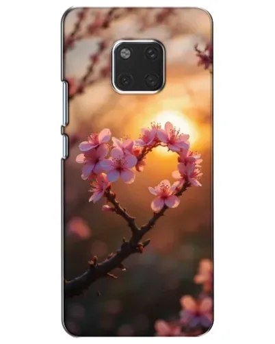 Чохол для Huawei Mate 20 (HMA-L09, HMA-L29) з картинкою «Рожевий цвіт  сердечко на тлі заходу»