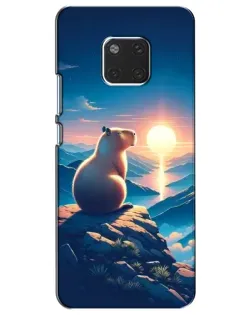 Чехол для Huawei Mate 20 (HMA-L09, HMA-L29) с картинкой «Закат солнца с капибарой»