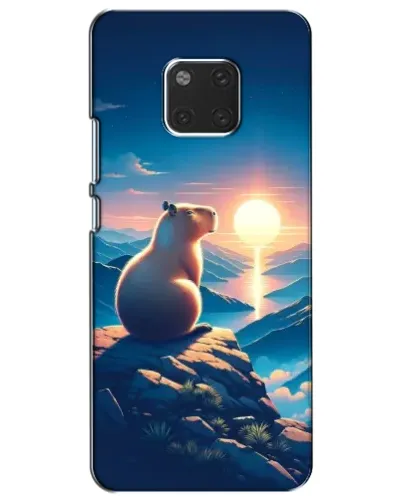 Чехол для Huawei Mate 20 (HMA-L09, HMA-L29) с картинкой «Закат солнца с капибарой»