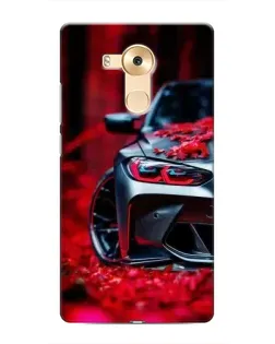 Чехол для Huawei Mate 8 (NXT) с картинкой «Спортивная BMW и цветы»