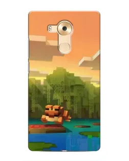 Чехол для Huawei Mate 8 (NXT) с картинкой «Майнкрафт закат солнца»