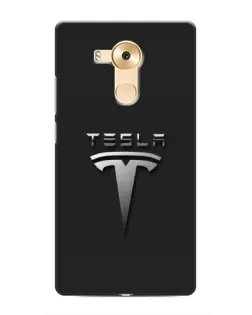 Чехол для Huawei Mate 8 (NXT) с картинкой «Стальной логотип Tesla»