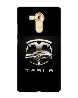 Чехол для Huawei Mate 8 (NXT) с картинкой «Tesla — серебристое авто»