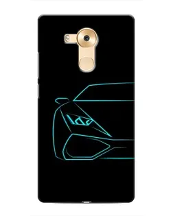 Чехол для Huawei Mate 8 (NXT) с картинкой «Голубой силуэт Lamborghini»