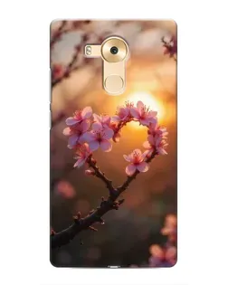 Чехол для Huawei Mate 8 (NXT) с картинкой «Розовый цвет сердце на фоне заката»