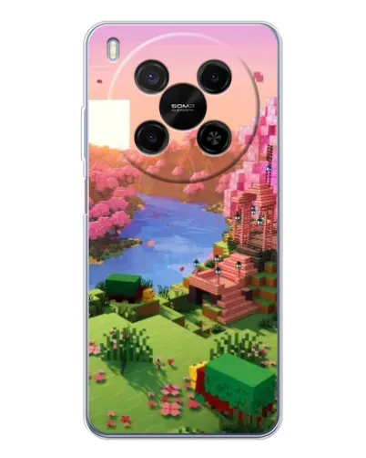 Чехол для Huawei Mate 80 Pro Max с картинкой «Розовое дерево Minecraft»