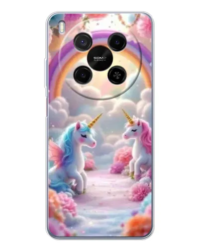Чехол для Huawei Mate 80 Pro Max с картинкой «Радуга и единороги»