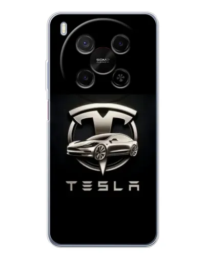 Чохол для Huawei Mate 80 Pro Max з картинкою «Tesla — срібне авто»