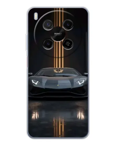 Чехол для Huawei Mate 80 Pro Max с картинкой «Lamborghini золотые линии»