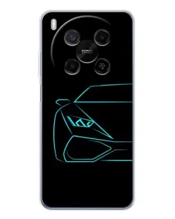 Чехол для Huawei Mate 80 Pro Max с картинкой «Голубой силуэт Lamborghini»