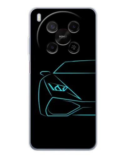Чехол для Huawei Mate 80 Pro Max с картинкой «Голубой силуэт Lamborghini»