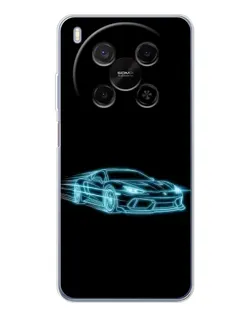 Чехол для Huawei Mate 80 Pro Max с картинкой «Неоновый контур Lamborghini»