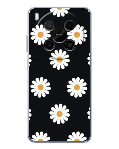 Чохол для Huawei Mate 80 Pro Max з картинкою «Ромашки на чорному»