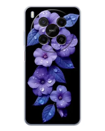 Чохол для Huawei Mate 80 Pro Max з картинкою «Фіолетові квіти з росою»