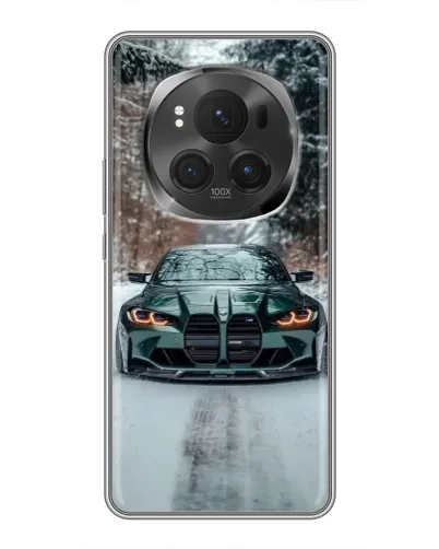 Чехол для Huawei Mate 80 RS Ultimate с картинкой «BMW в зимнем лесу»