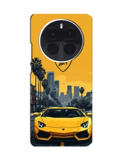 Чохол для Huawei nova 16 з картинкою «Жовтий Lamborghini місто»